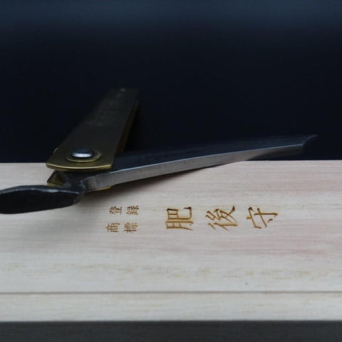 Damascus Brass Higonokami Aogami 120mm (4.7”)-[Musashi]-[Japanese-Kitchen-Knives]