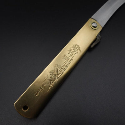 Damascus Brass Higonokami Aogami 120mm-[Musashi]-[Japanese-Kitchen-Knives]