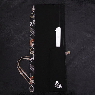 Musashi Japanese Style Kitchen Knife Roll Black Koi 1 Pocket Handmade-[Musashi]-[Japanese-Kitchen-Knives]