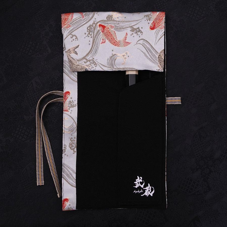 Musashi Japanese Style Kitchen Knife Roll White Koi 1 Pocket Handmade-[Musashi]-[Japanese-Kitchen-Knives]
